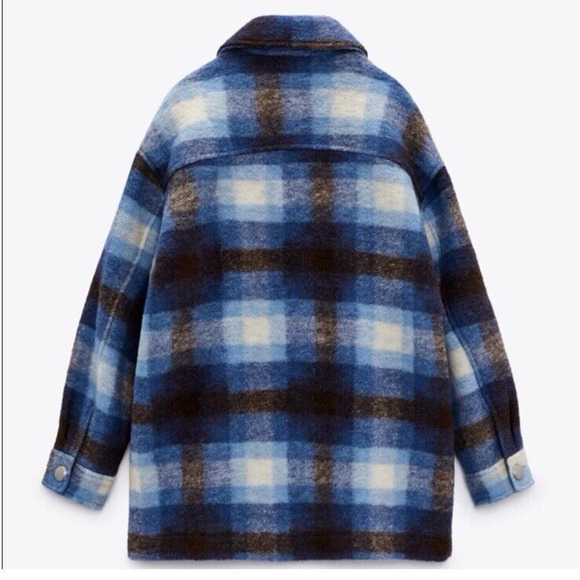 Zara Women’s Plaid Premium wool blend Overshirt size XS - Picture 3 of 14